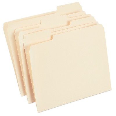 Staples Manila File Folders Letter 3 Tab Assorted Position 100/Box TR56675