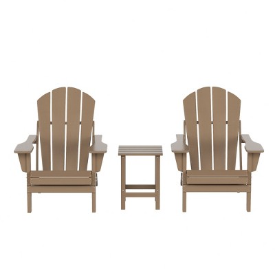 WestinTrends Malibu HDPE Outdoor Patio Folding Poly Adirondack Conversation Set (3-Piece)