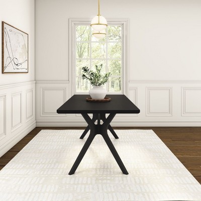 Verso 72" Black Solid Pine and Rubberwood Dining Table for Six