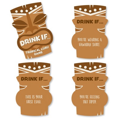 Big Dot of Happiness Drink If Game - Tropical Luau - Hawaiian Beach Party Game - 24 Count