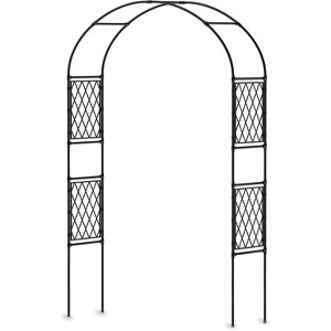 Heavy Duty Iron Garden Trellis Arch, Weather-Resistant with Ground Stakes for Climbing Plants, Patio, Lawn, Pathway, Wedding, or Party Decor - 1 of 4