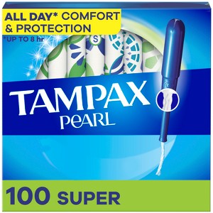 Tampax Pearl Tampons Super Absorbency with LeakGuard Braid - Unscented - 1 of 4