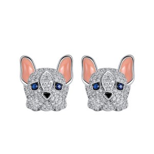 Frenchie Dog Stud Earrings for Women French Bulldog CZ Ginger Lyne Collection - 1 of 4