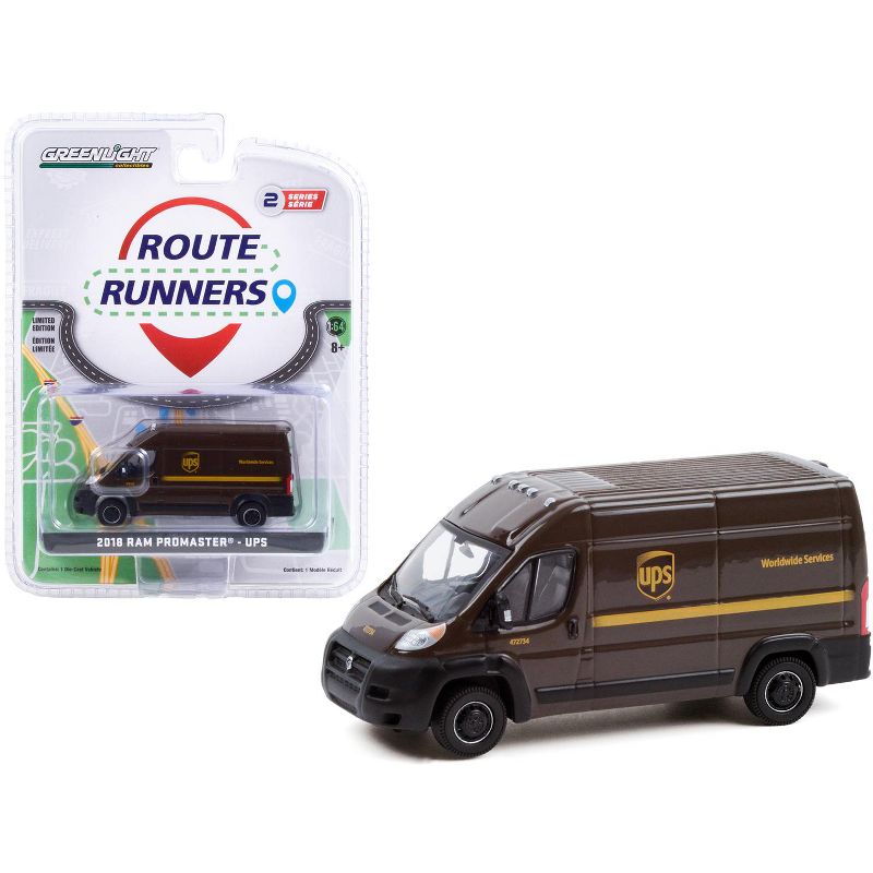 2018 Ram ProMaster 2500 Cargo High Roof Van Brown "United Parcel Service" (UPS) "Route Runners" 1/64 Diecast Model by Greenlight, 1 of 4