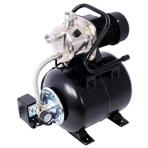 1.6HP Shallow Well Pump with Pressure Tank Corrosion-Resistant Stainless Steel Irrigation Pump Automatic Operation Water Pump For Home Garden Black - 1 of 4