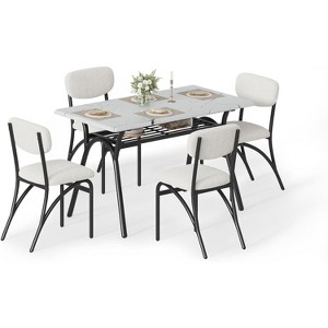 Dining Table Set for 4, Kitchen Table and Chairs Set of 4 with Boucle Chairs, Small Kitchen Table Set for 4, Modern Rectangular Dining Table - 1 of 4