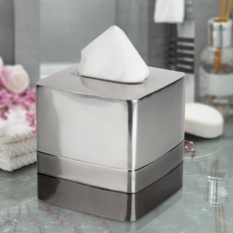Triune Tone Stainless Steel Boutique Tissue Box Cover - Nu Steel, 5 of 6