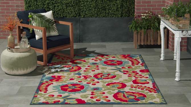 Nourison Aloha Floral Textured Outdoor Area Rug, 2 of 9, play video