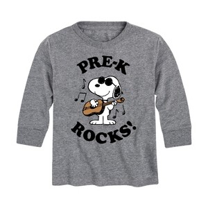 Boys' - Peanuts - Pre K Rocks Long Sleeve Graphic T-Shirt - 1 of 4