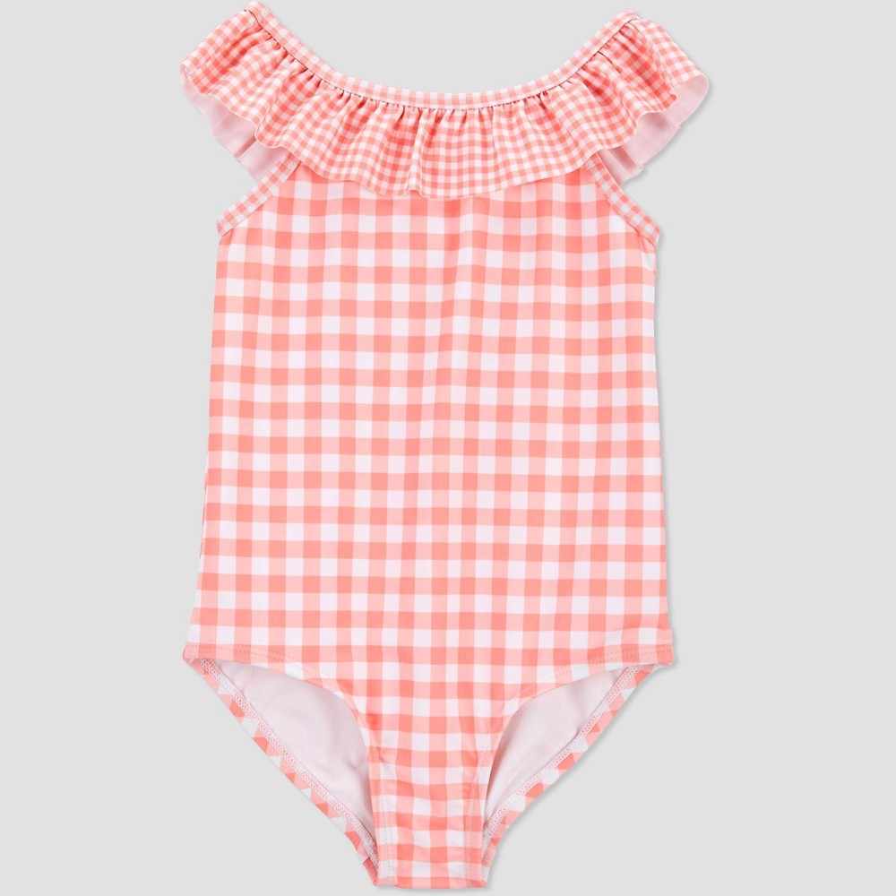 Carter's Just One You® Toddler Girls' Gingham Checkered Sleeveless One Piece Swimsuit - Pink 4T ( 2 suits)
