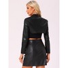 INSPIRE CHIC Women's Faux Leather Cropped Stand Collar Zipper Front Moto Biker Long Sleeve Jacket - 4 of 4