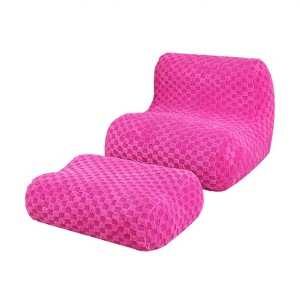 Itopfox Bean Bag Chair with Footstool, Comfy Reading Sofa Chair for Adults, Modern Floor Sofa for Livingroom, Bedroom, Pink - 1 of 4