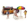 "Beach Girls" 5 piece Diecast Set (3 Figurines, 1 Beach Chaise and 1 Beach Umbrella) for 1/64 Scale Models by American Diorama - 2 of 3