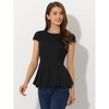 INSPIRE CHIC Women's Elegant Round Neck Cap Sleeve Solid Color Peplum Blouses - 3 of 4