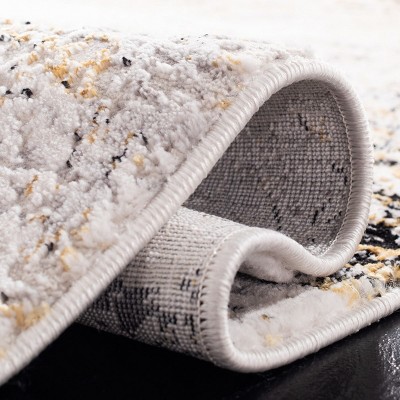 Amalfi 6'7" Square Cream and Gold Abstract Area Rug