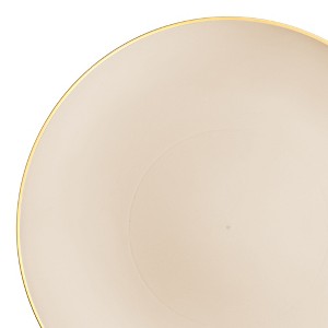 Smarty Had A Party 10.25" Ivory w/ Gold Rim Organic Round Disp. Plastic Dinner Plates - 10 pcs - 1 of 4