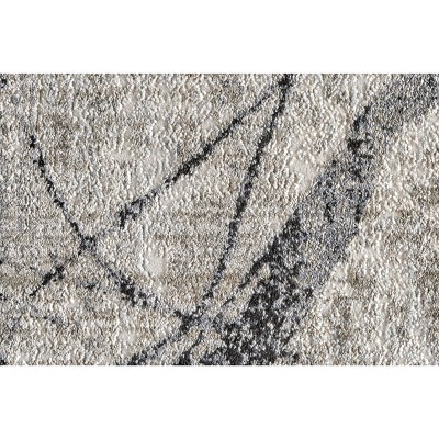 Ivory and Gray Abstract Rectangular Reversible Rug