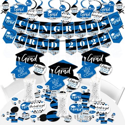 Big Dot of Happiness Blue Grad - Best is Yet to Come - 2022 Royal Blue Graduation Party Supplies - Banner Decoration Kit - Fundle Bundle