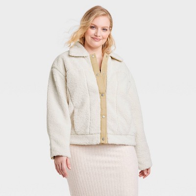 Women's Utility Faux Fur Jacket - Universal Thread™ White 4x : Target