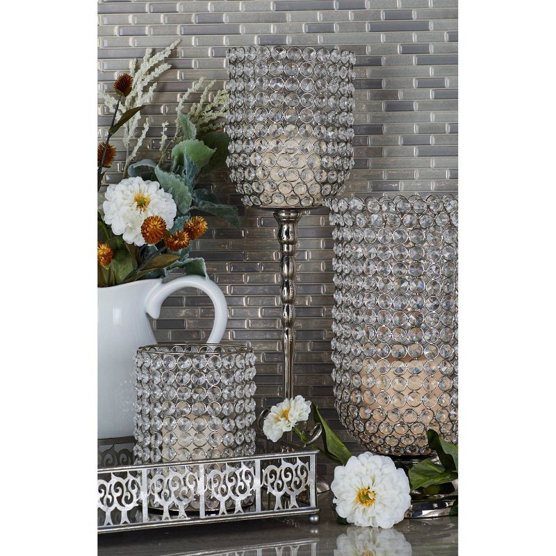 19&#34; x 6&#34; Glam Inverted Bell Shaped Aluminum Iron and Crystal Candle Holder - Olivia &#38; May, 3 of 6