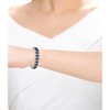 Guili White Gold Plated Vintage Tennis Bracelet with Blue Sapphire and Cubic Zirconia Halo Cluster, Bringing Luxurious Vintage Glamour to Any Look. - 2 of 2