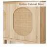 Farmhouse Console Table, 2 Rattan Doors & Shelf, Versatile Sofa Table for Kitchen, Hallway, Dining Room - 2 of 4