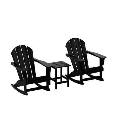 WestinTrends 3 Piece set Outdoor Patio Poly Adirondack rocking chairs with side table