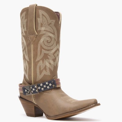 Women's Durango Flag Accessory Western Boot, DRD0208. Brown