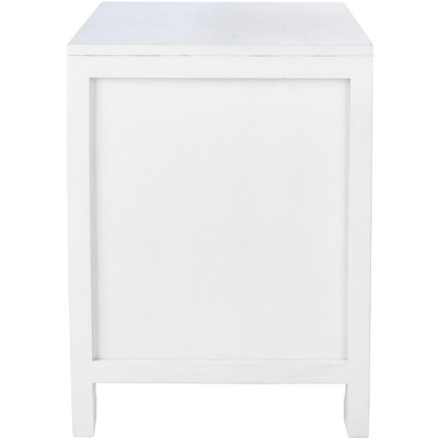 Coastal Charm White Mahogany and Natural Rattan Nightstand