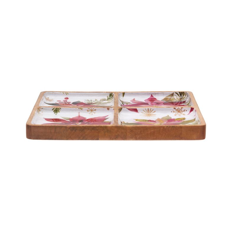 Gallerie II Poinsettia Mango Wood Sectional Tray, 3 of 5