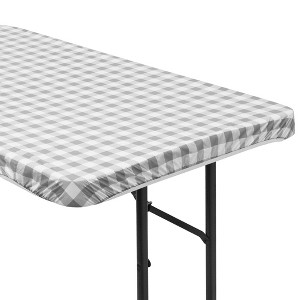 Lann's Linens Fitted Vinyl Tablecloth with Flannel Backing - 1 of 4