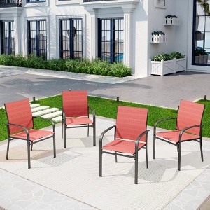 Captiva Designs Outdoor Patio Sling Fixed Dining Chairs with Black Steel Frame - 1 of 4