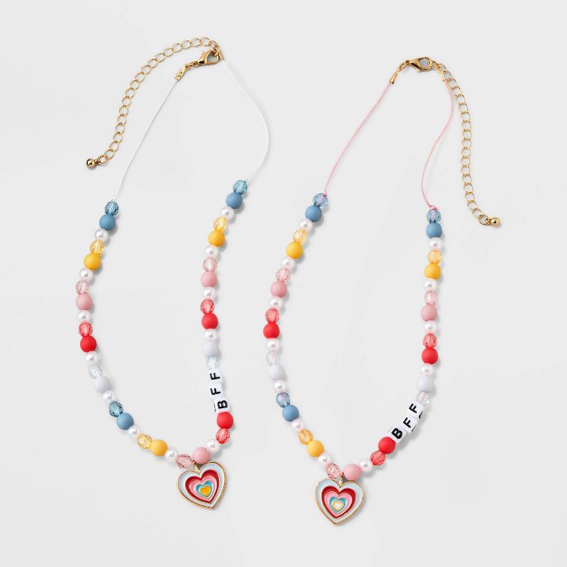 Girls&#39; 2pk Heart Charms BFF Necklace Set - Cat &#38; Jack&#8482;, 3 of 5