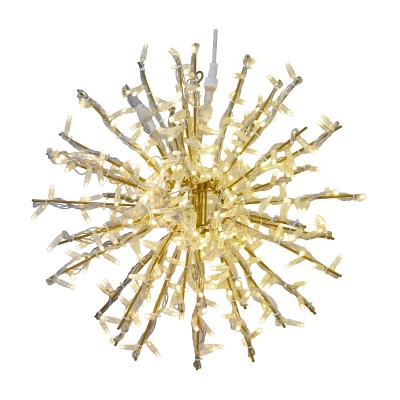 Season's Designs 24" Lite Up Starburst Warm White LED Christmas Decoration, Metal Design for Indoor & Outdoor Use, Hanging Display, Requires AAA