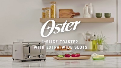 Oster 4 slice Toaster Stainless Steel With Extra wide Slots Bagel Reheat Functions 1560w Spot Clean Silver Target