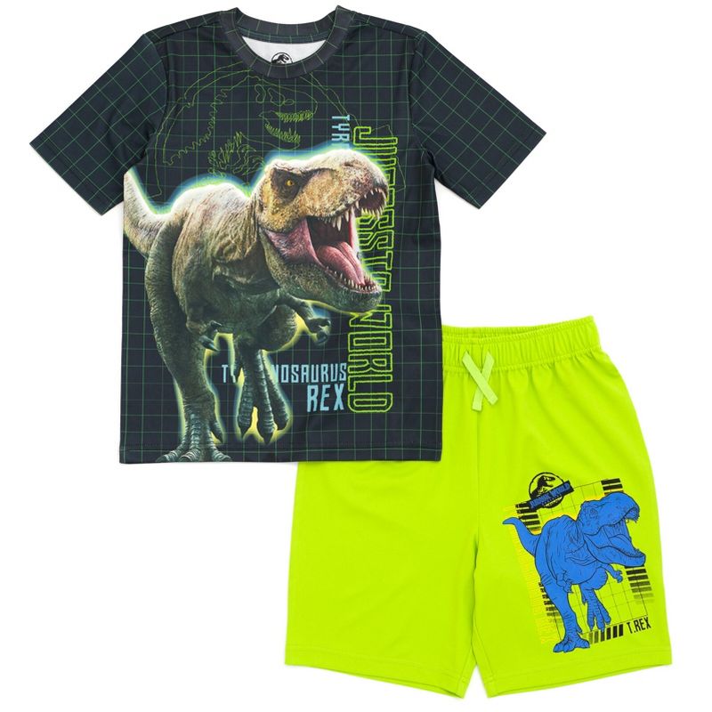 Jurassic World Jurassic Park T-Rex Toddler Boys T-Shirt and Shorts Outfit Set Toddler to Big Kid, 1 of 10