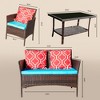 DOMETOUR Four-Piece Sofa Set Table With Sofa Chair PE Rattan Outdoor Furniture HY4-001 Box *1 With Sapphire Blue Color Cushion - 4 of 4