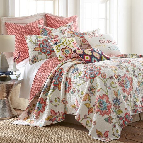 Clementine Spring Floral Quilt Set - Twin/twin Xl Quilt And One ...