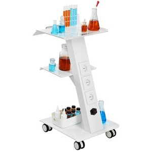 VEVOR Lab Trolley, Rolling Lab Cart with Built-in Socket, 3-Layer Metal Mobile Trolley, Tray Rolling Clinic Cart , 220 lbs Weight Capacit - 1 of 4