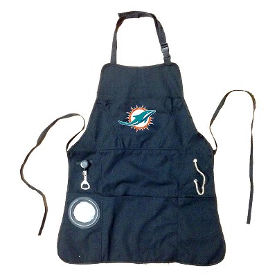 Evergreen NFL Miami Dolphins Ultimate Grilling Apron Durable Cotton with Beverage Opener and Multi Tool