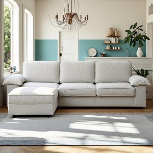 GDFStudio Cleo 105.5'' Modern Convertible L-Shaped 4-Seater Velvet Upholstered Sectional Sofa - 1 of 4