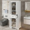 KWPZQEB 70.8" Bathroom Cabinet, Modern Narrow Storage Unit with 4 Barn Door & Drawer, Slim Freestanding Cabinet with Adjustable Shelf for Bathroom - 3 of 4