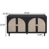 GDFStudio Barrie Modern 59" Rattan and Wood Rectangle Storage Cabinet with 4 Doors - 3 of 4