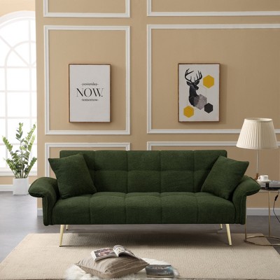 70.1 "futon sofa bed, convertible Upholstered  double sofa bed with folding armrests for living rooms and small Spaces