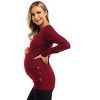 BLUEMING Womens Maternity Shirts Long Sleeve Crew Neck Basic Tank Tops Side Buttons Pregnant Shirts - 3 of 4