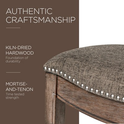 Adrien Saddle-Style Backless Bar Stool in Gray Wirebrush Finish