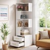 ORRD Corner Bookshelf with 2 Drawers, 66.93" Tall White 5-Tier Modern Bookcase, L-Shaped Storage for Apartment, Living Room & Office - 4 of 4