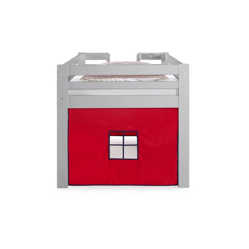 Twin Jasper Junior Kids&#39; Loft Bed, Dove Gray Frame and Playhouse Tent Red/Blue - Alaterre Furniture, 6 of 10