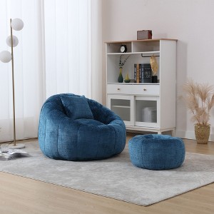 Sapphtopaz Modern Chenille Bean Bag Chair with Ottoman&Pillow Comfy Cloud Couch for Adults with Pumpkin Shape Lazy Sofa for Living Room,Bedroom - 1 of 4