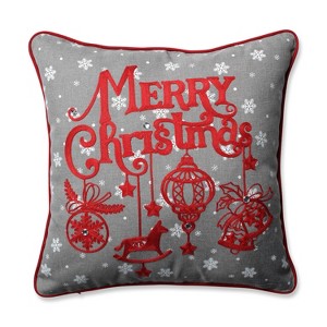 16.5" x16.5" Snowy Christmas Square Throw Pillow Red/Gray - Pillow Perfect - 1 of 3